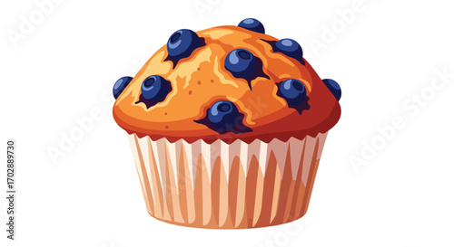 Captivating blueberry muffin illustration showcasing baked deliciousness and a delightful treat isolated on a clean white background