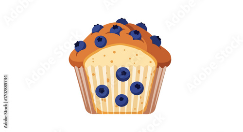 Delicious Blueberry Muffin Illustration with a Golden Crust and Fresh Berries 66 characters, delicious and tasty food and drink muffin