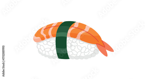Delicate shrimp nigiri sushi with vibrant colors perfect for culinary illustrations and food blog projects or menu design layouts