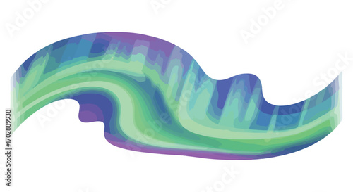 Abstract wave formation in hues of blue green and purple creating an artistic effect visual element with multiple layers