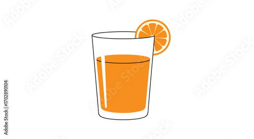 Vibrant orange juice in a sleek glass with citrus slice, representing refreshment and healthy living and simple design