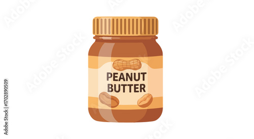 Stylized peanut butter jar vector art illustration, a sweet and savory spread ideal for healthy eating and delightful culinary creations