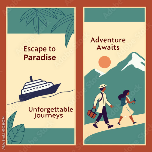 Couple Hiking Mountains Adventure Travel Cruise Ship Paradise Vacation