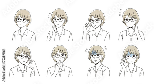 Expressive Woman Diverse Emotions and Reactions in Various Situations