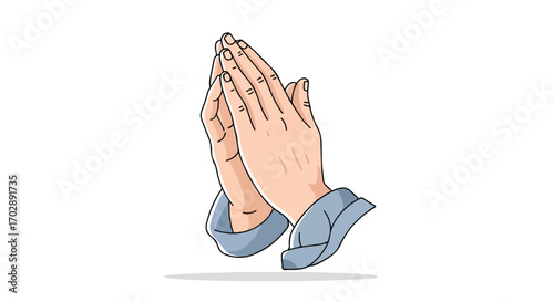 Illustration depicting hands clasped together in a gesture of supplication or reverence offering a sense of faith, introspection and a connection to