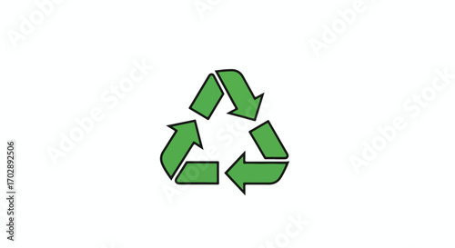 Symbol of Recycling in a simple style with green arrows showing the conservation message for environment health and better life quality for future