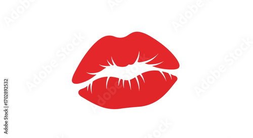 Scarlet Impression: A Bold Graphic Representation of Lips on a Plain Canvas, Evoking Passion and Desire with Vivid Color and Minimalist Style