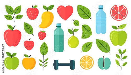 Colorful fruit and vegetable illustration