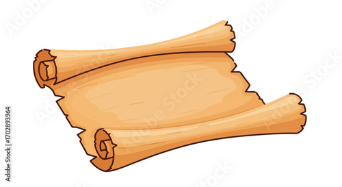 Ancient scroll parchment illustration with rolled edges and vintage antique look for historical or artistic projects