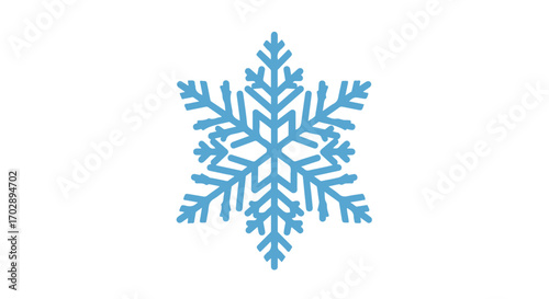 Intricate Blue Snowflake Illustration Highlighting Symmetrical Winter Ice Crystal Patterns for Seasonal Decorations and Cold Climate Themes