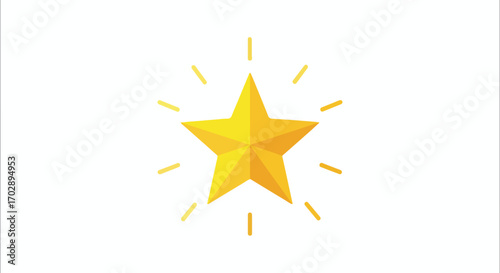 Bright glowing golden star with radiant luminous rays emanating from the center symbolizing excellence and achievement in a minimalistic design