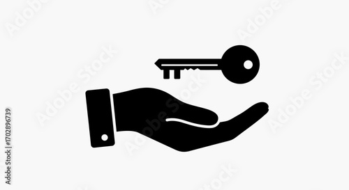 Minimalist black icon of a hand and padlock symbolizing advanced data security and online privacy