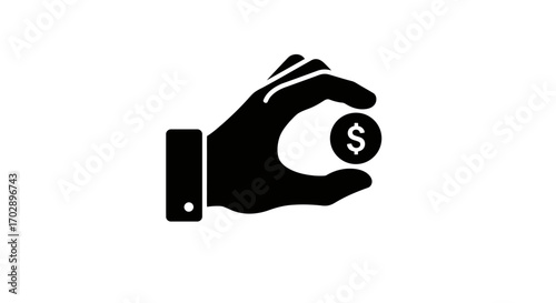 Hand holding a coin with dollar sign representing finance, investment, and earnings