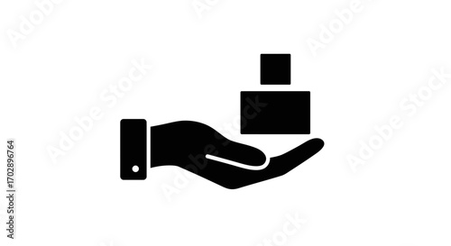 Conceptual design of a hand holding a cube, illustrating a new business solution or asset