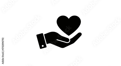 Minimalist black icon of a hand holding a classic perfume bottle with an atomizer spray