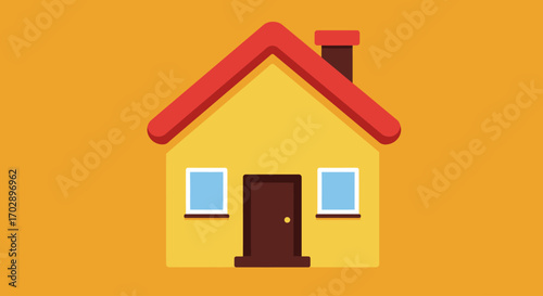 Stylized digital art of a cozy family home, flat design building illustration for website or print