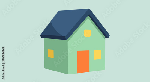 Vector graphic illustration of a simple green residential house for real estate concepts