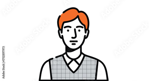 Modern professional man with orange hair and gray vest, ready for business success