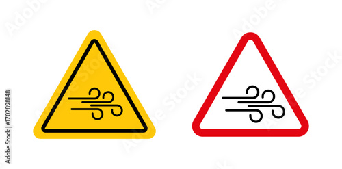 Wind warning signs vector graphics collection on white background