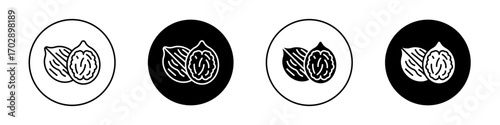 Walnut icons vector graphics collection on white background