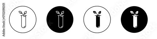 Test tube with plant icons vector graphics collection on white background