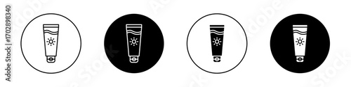 Suntan cream icons vector graphics collection on white background