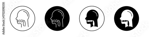 Swallowing reflex icons vector graphics collection on white background