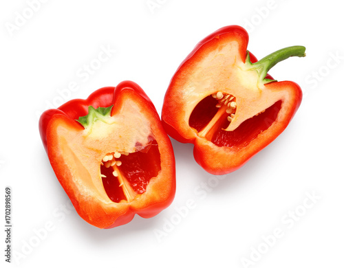 Halves of red bell pepper o...