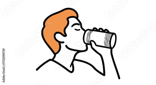 Enjoying a refreshing drink, a moment of pure bliss and simple pleasure captured in art