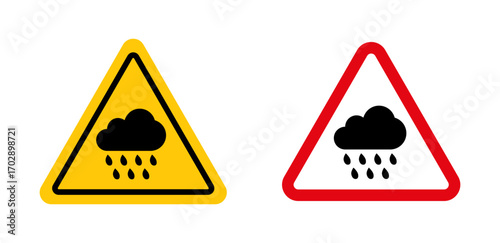 Rain warning signs vector graphics collection on white background