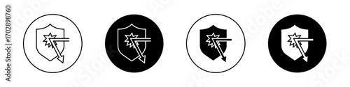 Protection from attack icons vector graphics collection on white background