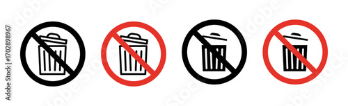 No trash sign vector graphics collection on white background