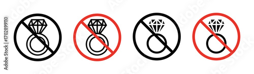 No jewelry sign vector graphics collection on white background