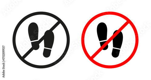 No foot print sign vector graphics collection on white background