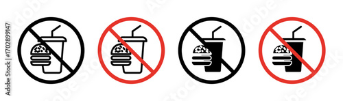 No food allowed sign vector graphics collection on white background