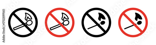 No fire sign vector graphics collection on white background