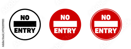 No entry road sign vector graphics collection on white background