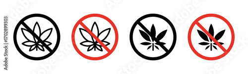 No Marijuana sign vector graphics collection on white background