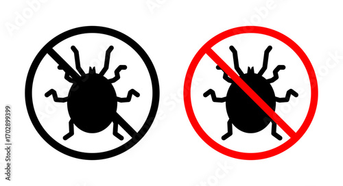 Mite in the prohibition signs vector graphics collection on white background