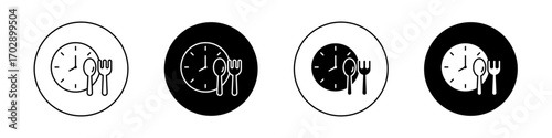 Lunch time icons vector graphics collection on white background