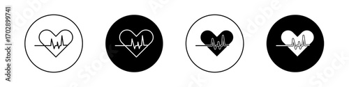 Heartbeat icons vector graphics collection on white background
