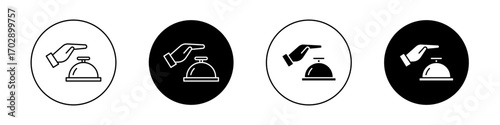 Hand touching service bell icons vector graphics collection on white background