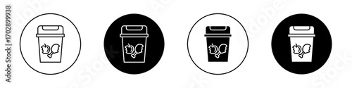 Food waste icons vector graphics collection on white background