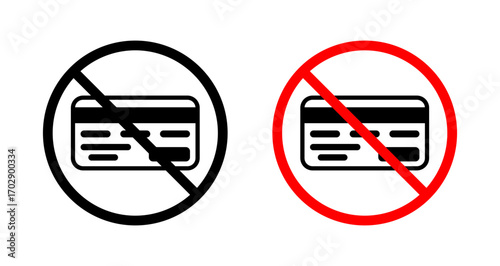 Credit card with prohibition signs vector graphics collection on white background