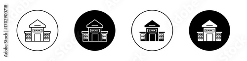 Bank building icons vector graphics collection on white background