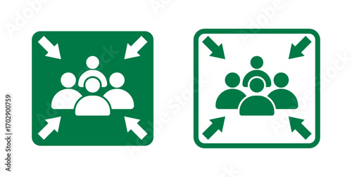 Assembly point icons vector graphics collection on white background
