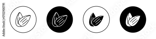 Almond icons vector graphics collection on white background