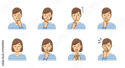 Diverse people expressing confusion and thoughtful contemplation in various poses