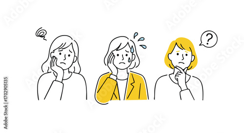 Stressed women showcase diverse negative emotions and problem-solving in challenging times