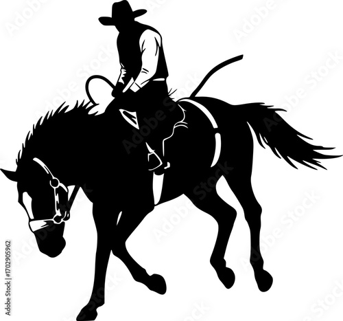 Rodeo Cowboy on Bucking Horse Silhouette
